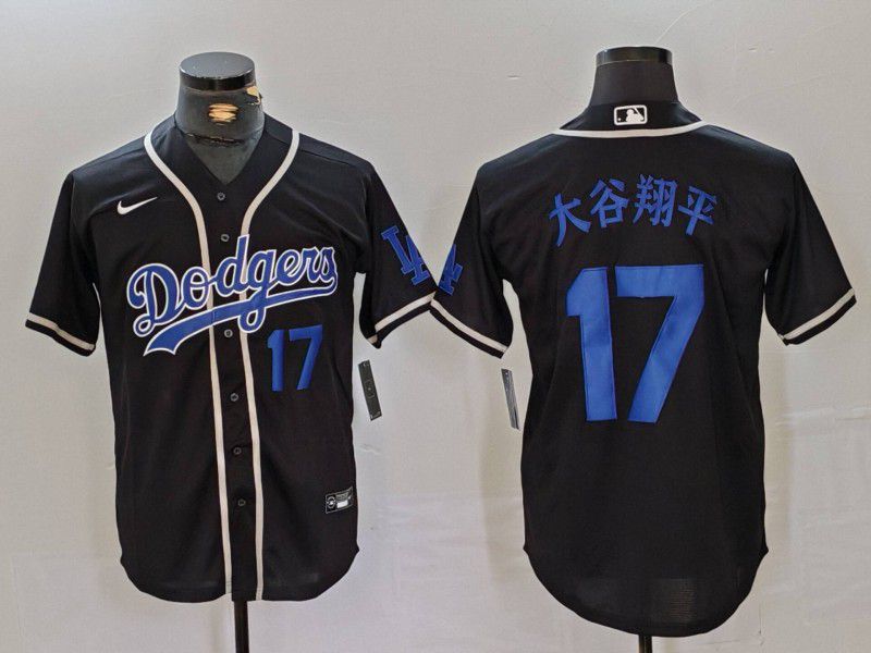 Men Los Angeles Dodgers 17 Ohtani Black Fashion Nike Game MLB Jersey style 48